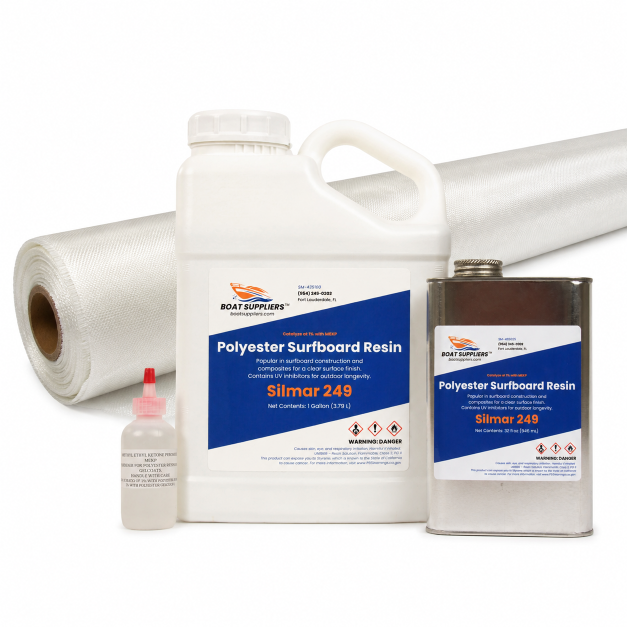 Surfboard glassing kit longboard: gallon plus quart Silmar 249 and 13 yards 4 oz cloth 30 inch