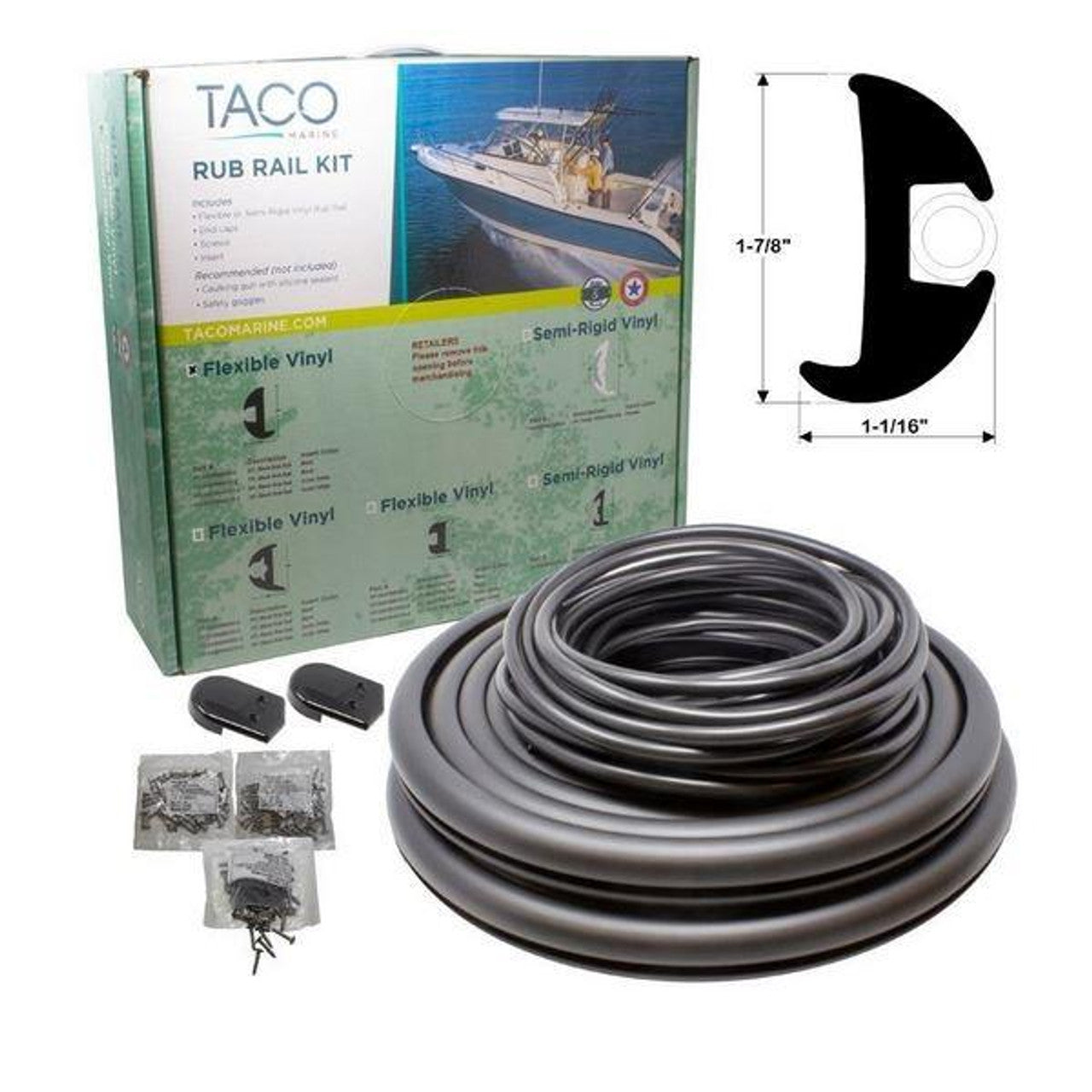 TACO Flexible Rub Rail Kit 1 1-16 x 1 7-8 x 70'