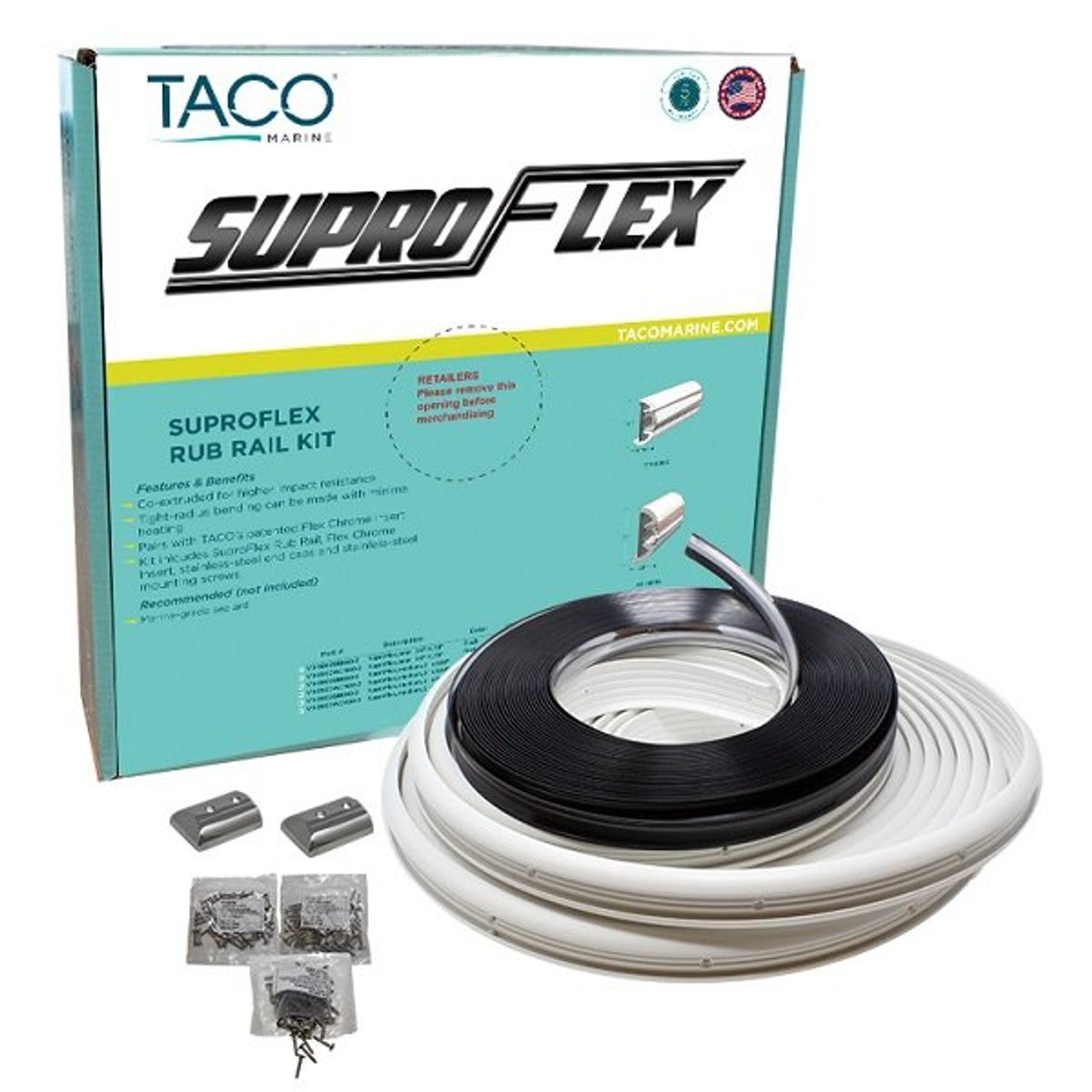 TACO SuproFlex 1-19/32" White Rub Rail Kit