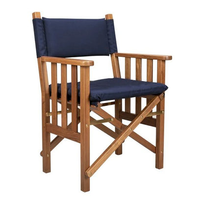 Whitecap Teak Director's Chair II w/ Navy Cushions