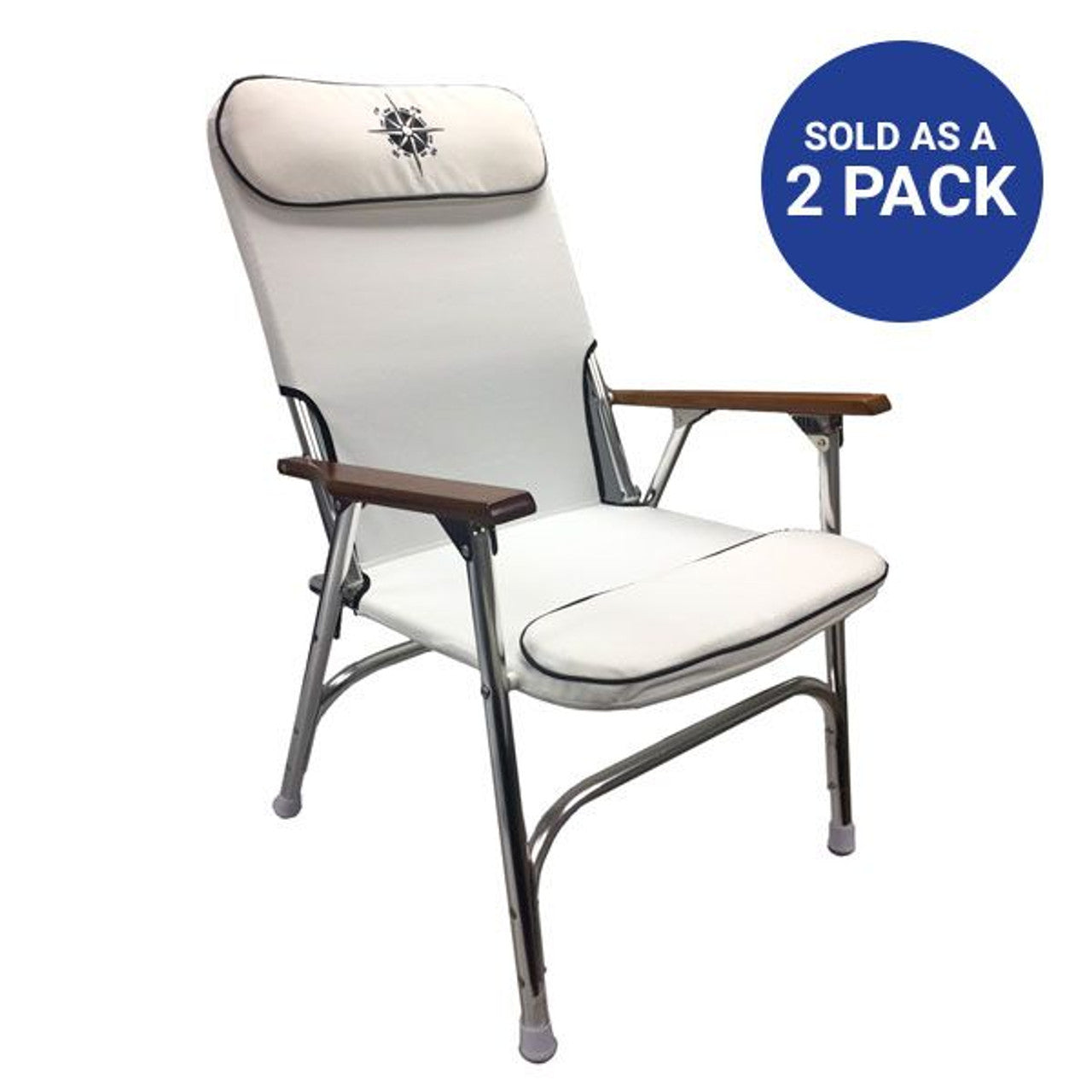 White Padded Aluminum Deck Chair - High Back