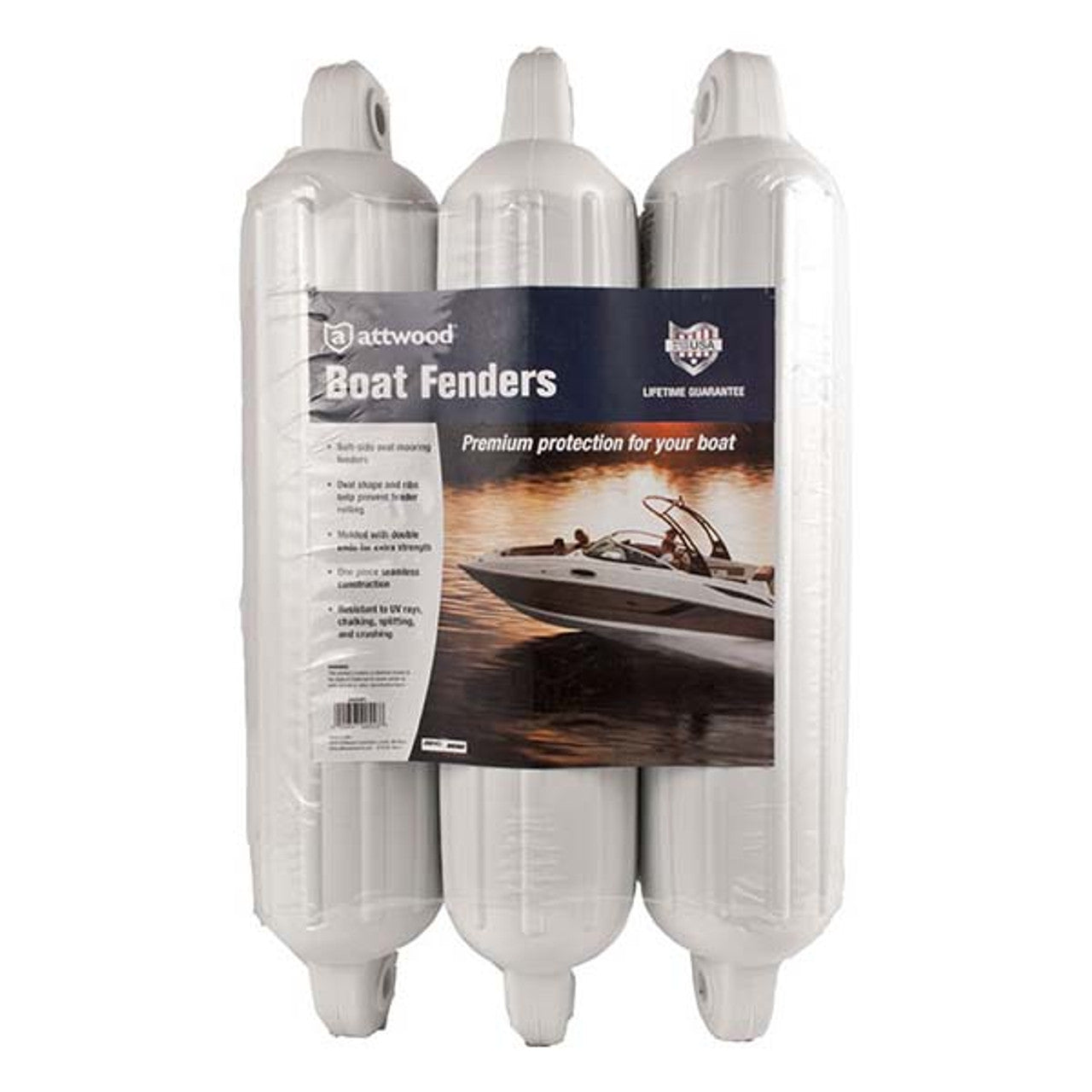 Attwood 3 Pack Boat Fenders White