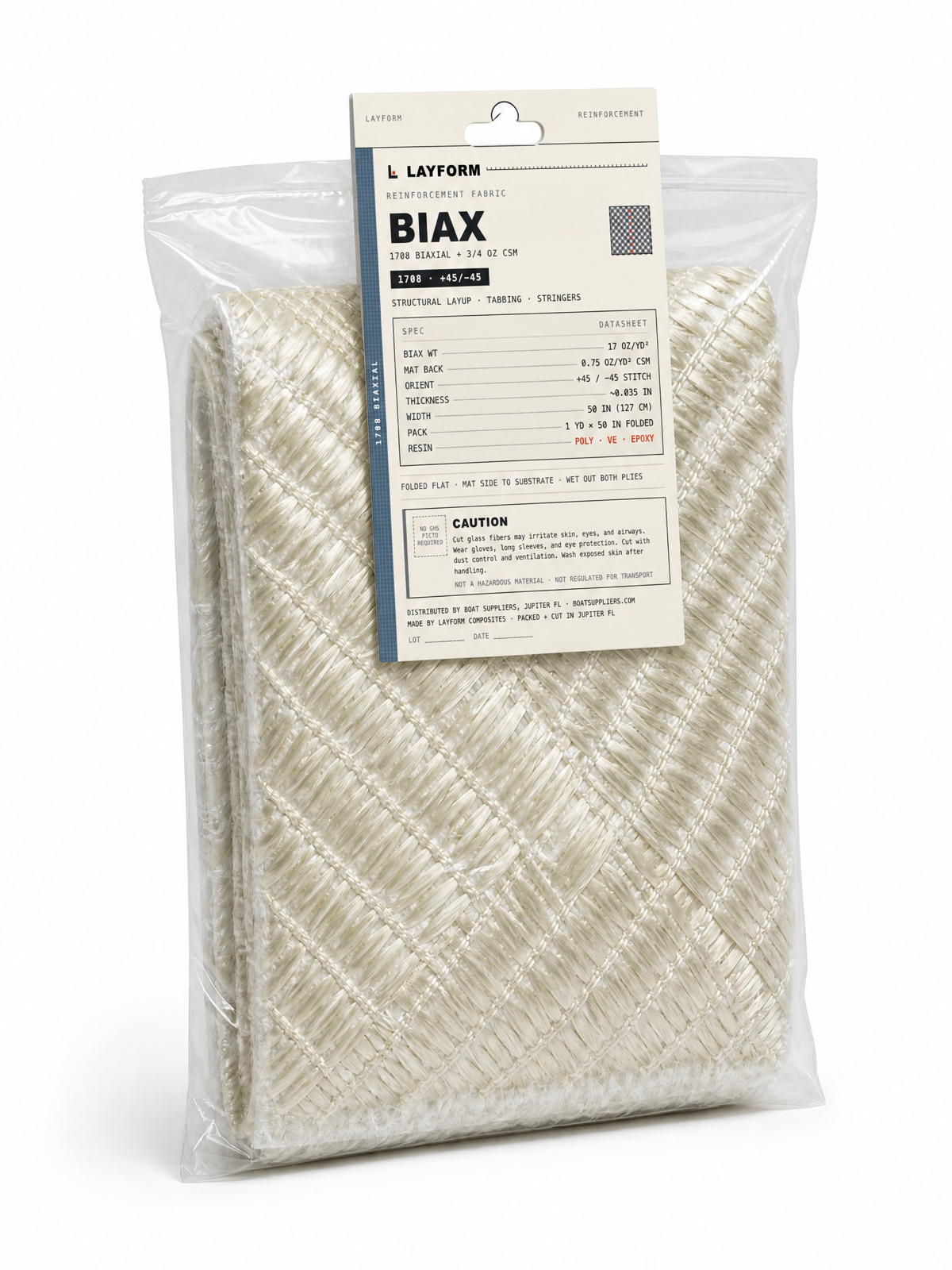 Layform Biax 1708 Fiberglass, 3 Yard Folded Pack