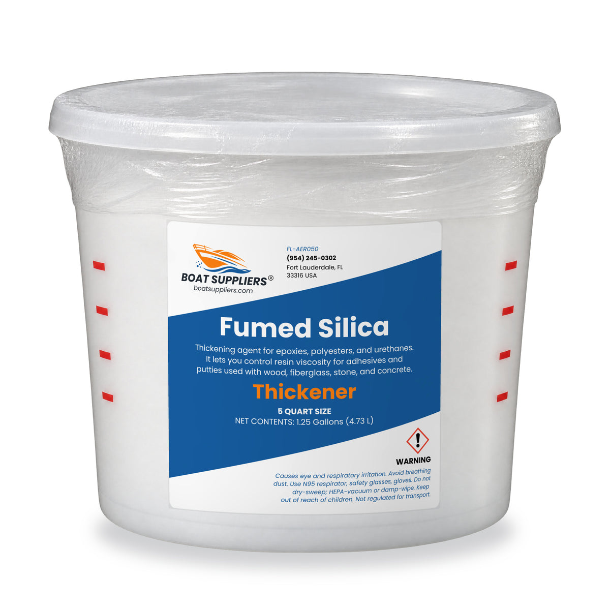 Boat Suppliers fumed silica thickener in a 5 quart tub, 1.25 gallons
