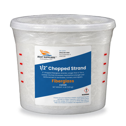 Boat Suppliers 1/2 inch chopped strand fiberglass, 4 lb in a resealable tub