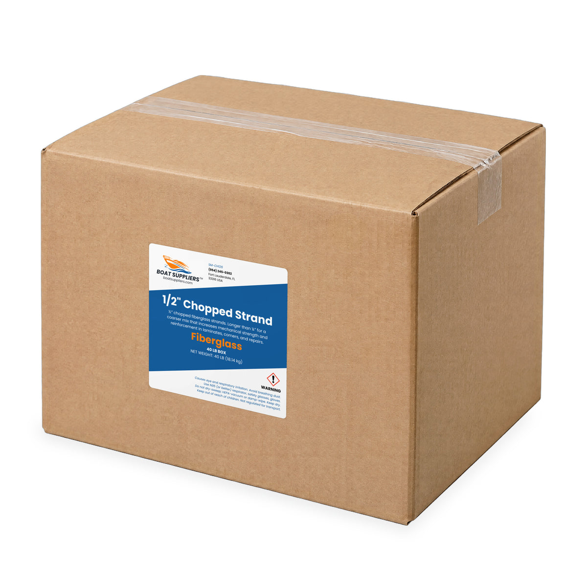 Boat Suppliers 1/2 inch chopped strand fiberglass, 40 lb box