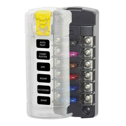 Blue Sea ST Blade Fuse Block - 6 Independent Circuits w/ Cover