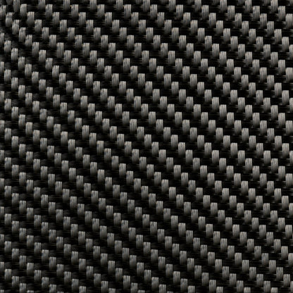 Macro close-up of 5.7 oz 3K carbon fiber 2x2 twill weave showing tow structure and sheen