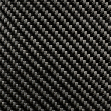 Macro close-up of 5.7 oz 3K carbon fiber 2x2 twill weave showing tow structure and sheen