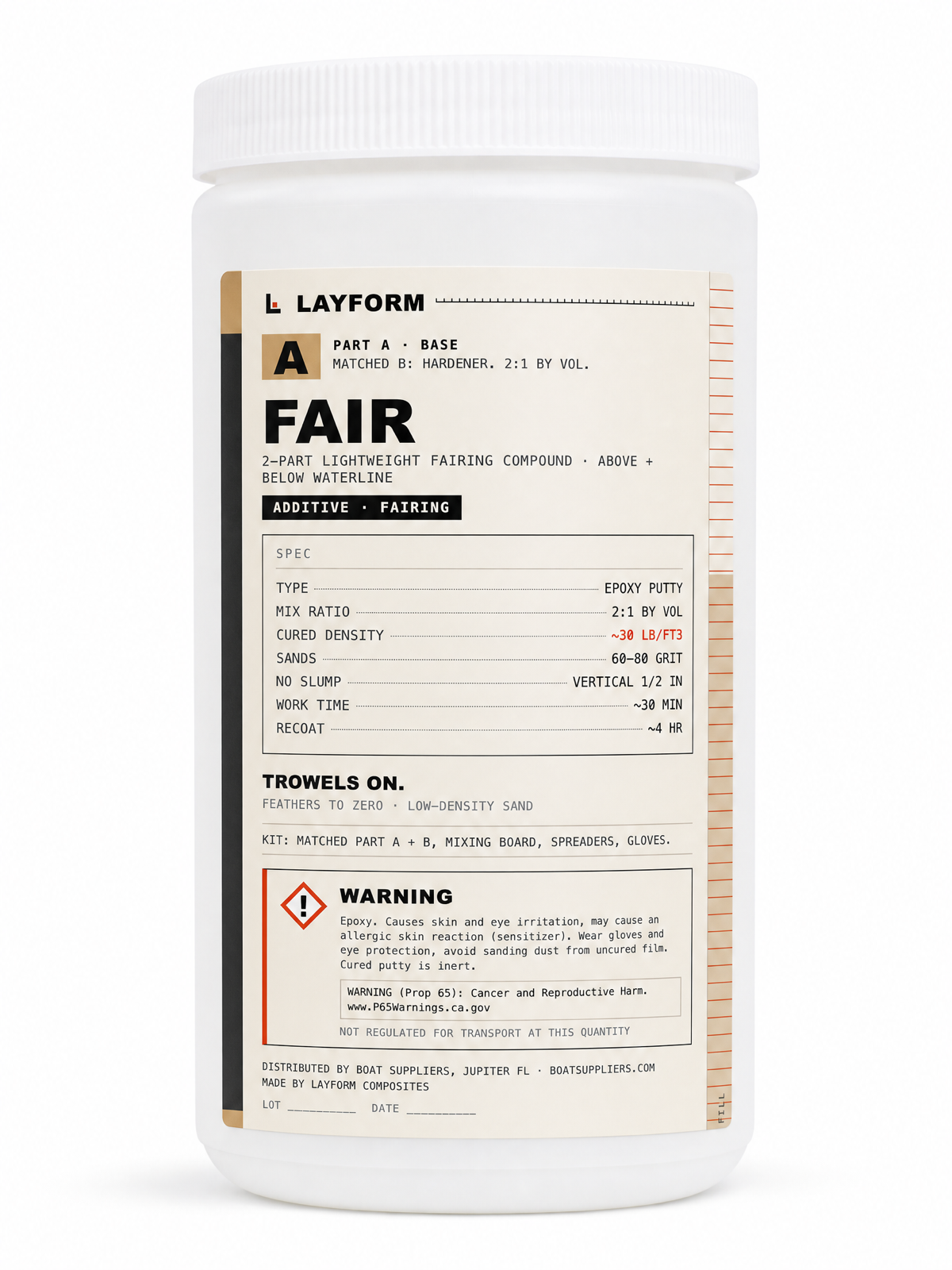 Layform Fairing Filler Blend, Above Waterline, Fair LF-310, 1 Quart