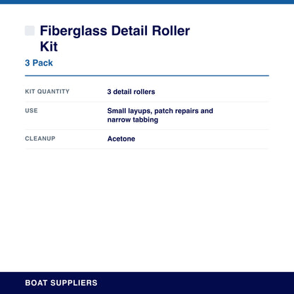 Fiberglass Detail Roller Kit specifications