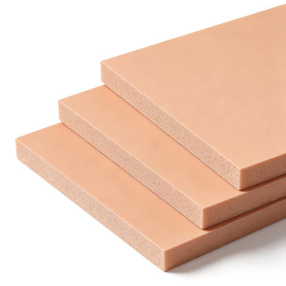 Plain rigid PVC foam core panels with square cut edges showing the closed cell foam.