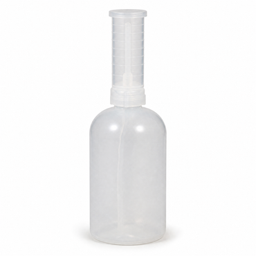 MEKP catalyst measuring dispenser bottle, 16 oz with graduated chamber, on white background
