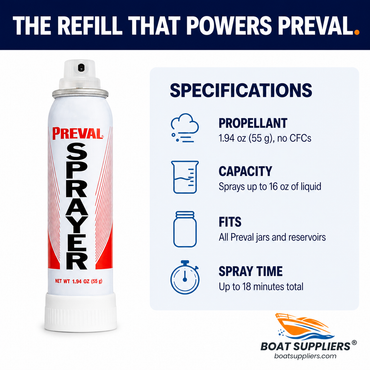 Preval power unit specs: 1.94 oz propellant, sprays up to 16 oz, fits all Preval reservoirs