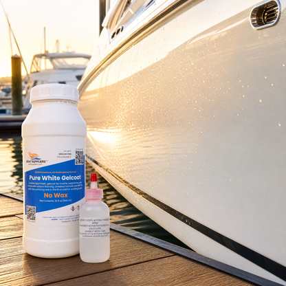 Pure White Gelcoat with Hardener - No Wax - finished hull result