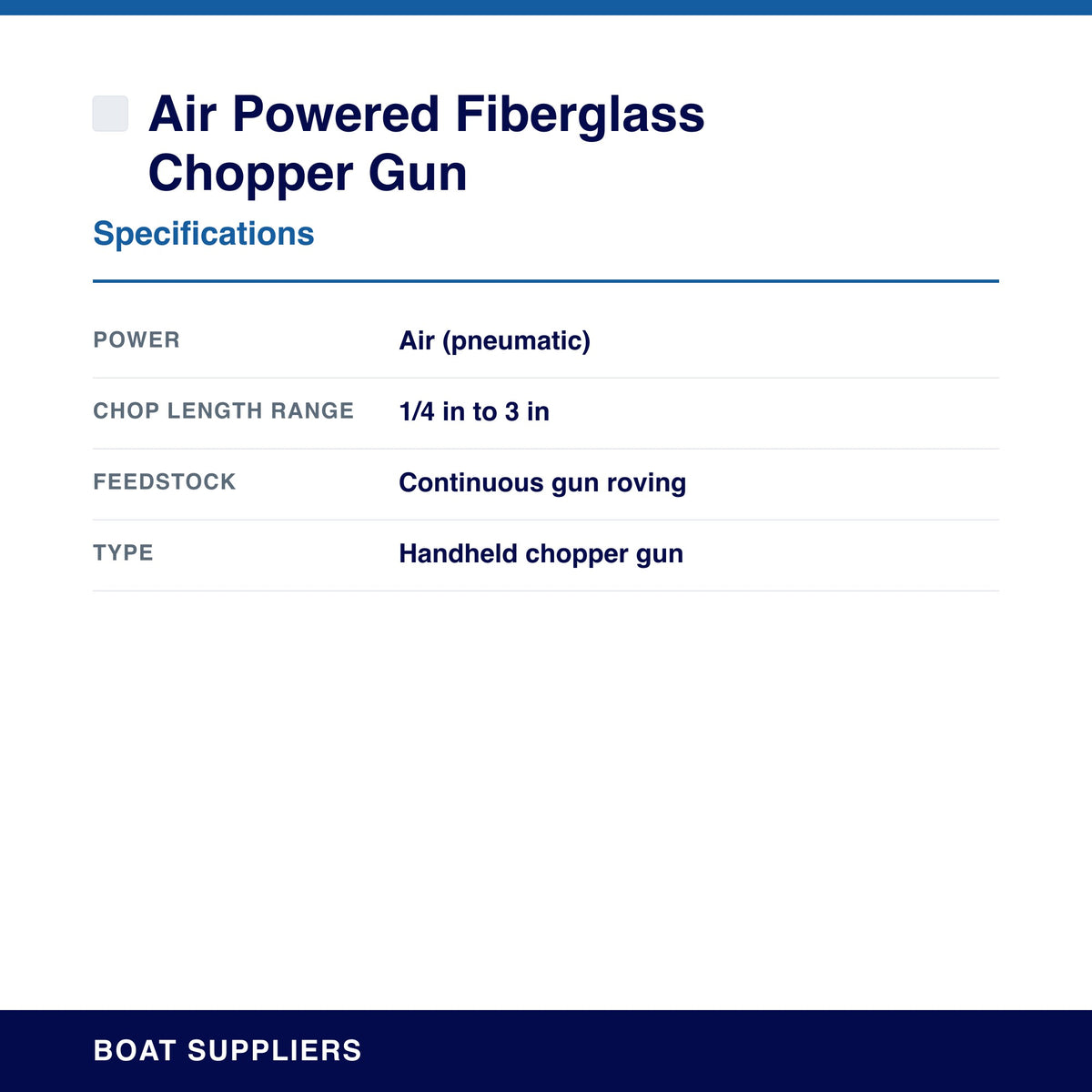 Air Powered Fiberglass Chopper Gun specifications