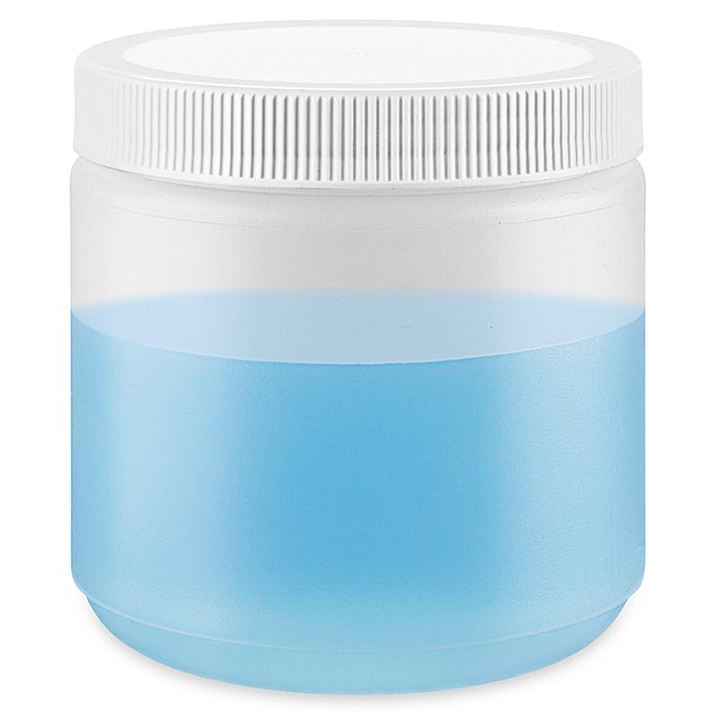 Pint natural HDPE wide-mouth jar with white lid