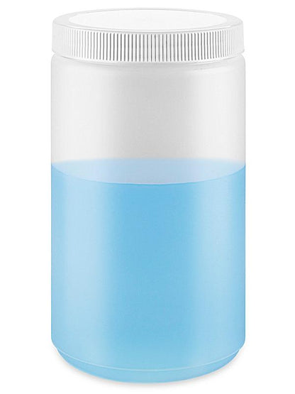 Quart natural HDPE wide-mouth jar with white lid