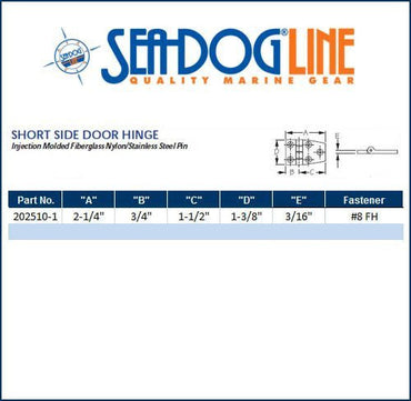 Sea Dog Short Side Nylon Door Hinge