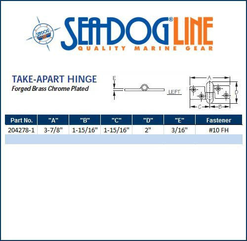 Sea Dog Chrome Plated Take Apart Hinge