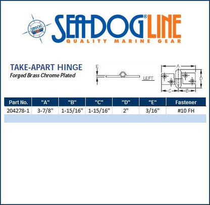 Sea Dog Chrome Plated Take Apart Hinge