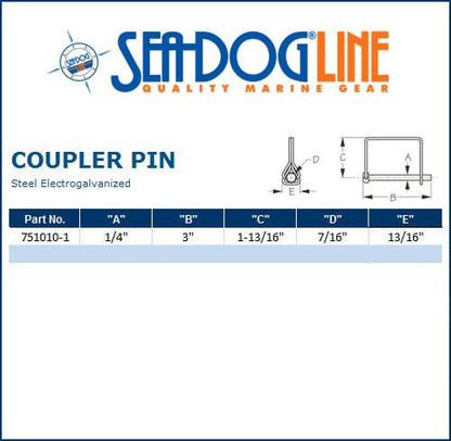 Sea Dog Electrogalvanized Coupler Lock Pin