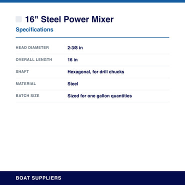 16" Steel Power Mixer specifications