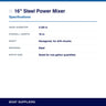 16" Steel Power Mixer specifications