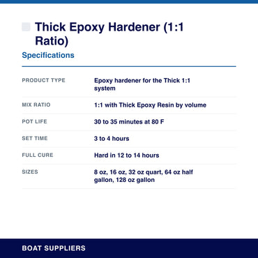 Thick Epoxy Hardener (1:1 Ratio) specifications