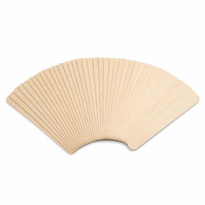 Fifty wooden tongue depressor stir sticks fanned out