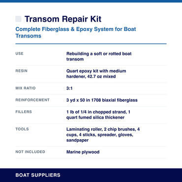 Transom Repair Kit specifications