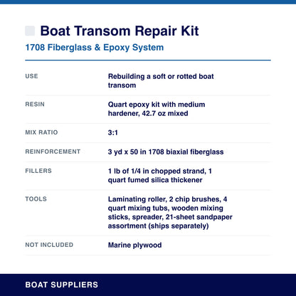 Boat Transom Repair Kit specifications