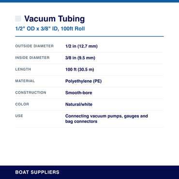 Vacuum Tubing specifications