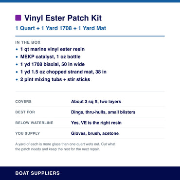 Vinyl Ester Patch Kit contents and coverage